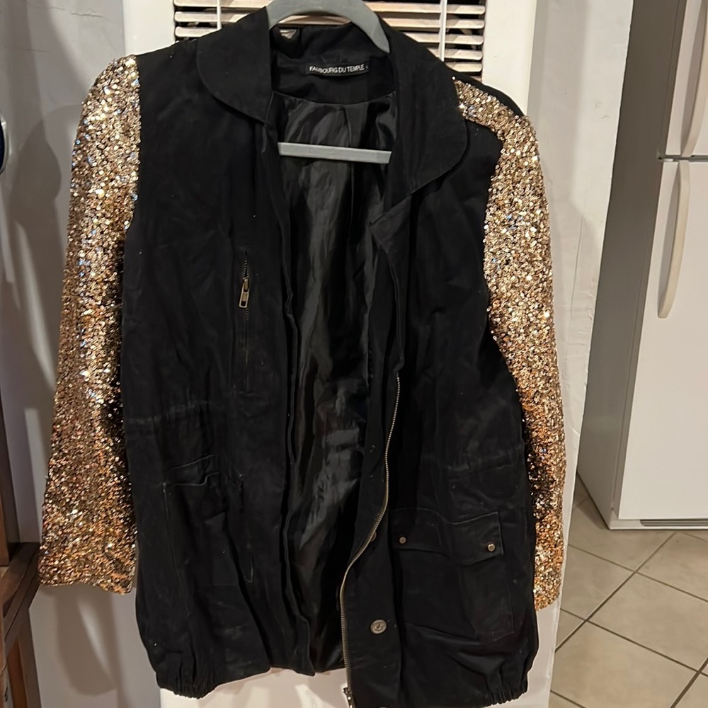 Faubourg Du Temple Black and Gold Sequin Jacket